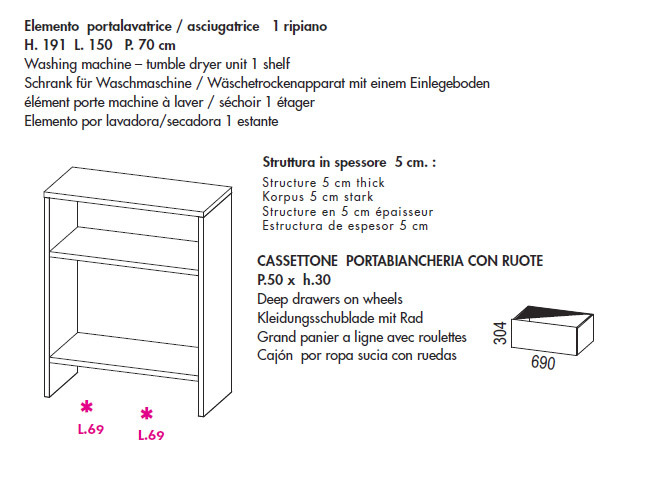 Birex Idrobox - Panca Porta lavatrice e asciugatrice - Mobili Lavanderia